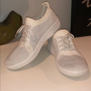 White and Silver Sparkley Fitflop Sneakers